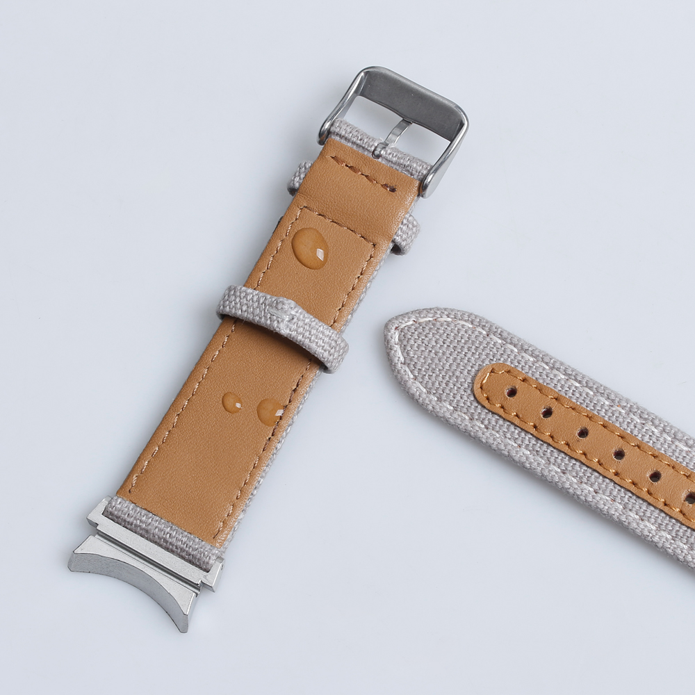 CONKLY Gray Samsung Galaxy 4 Watch Bands Apple Watch Straps Leather+Canvas Hybrid Watch Band in